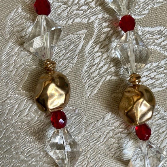 Vintage Red Clear Gold Mid-Century 60's Necklace - Picture 6 of 12